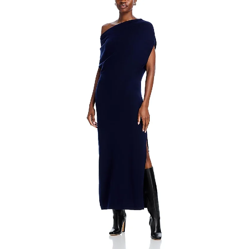 Maxi dress with trumpet hem-Womens Maxi Drapey Sweaterdress