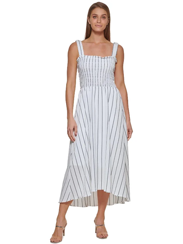 Fit and flare maxi dress-Womens Smocked Long Sundress