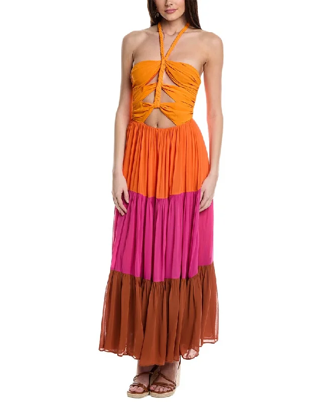 Metallic maxi dress-FARM Rio Warm Colorblocking Maxi Dress