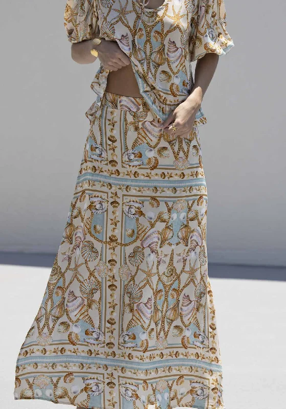 Floral maxi dress with smocking-Ocean Treasure Maxi Skirt