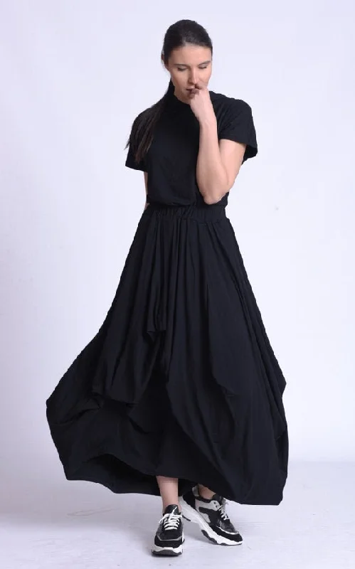 Elegant formal maxi dress-Maxi Hooded Cotton Dress