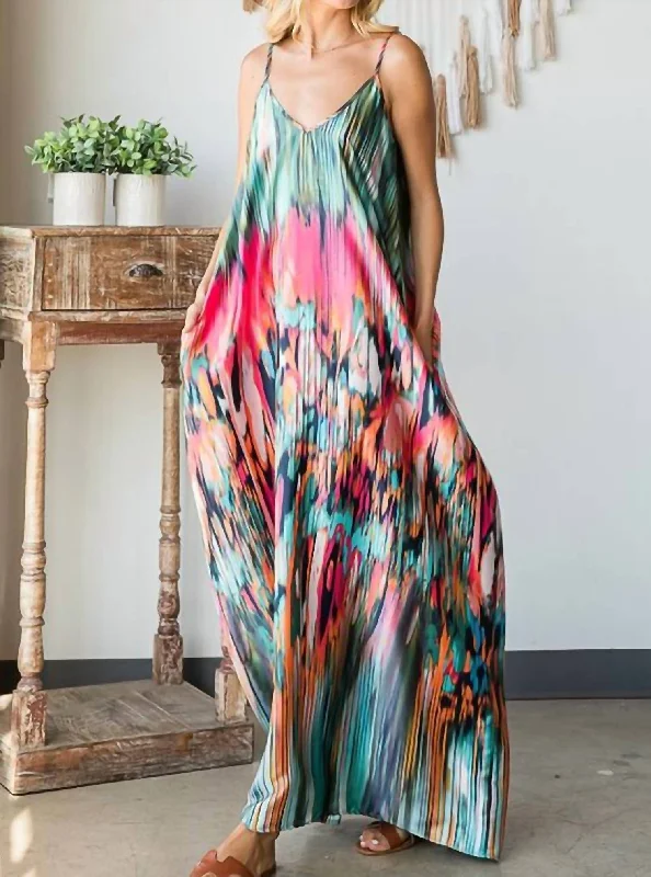 Maxi dress with flared skirt-The Jenna Print Maxi Dress in Multi