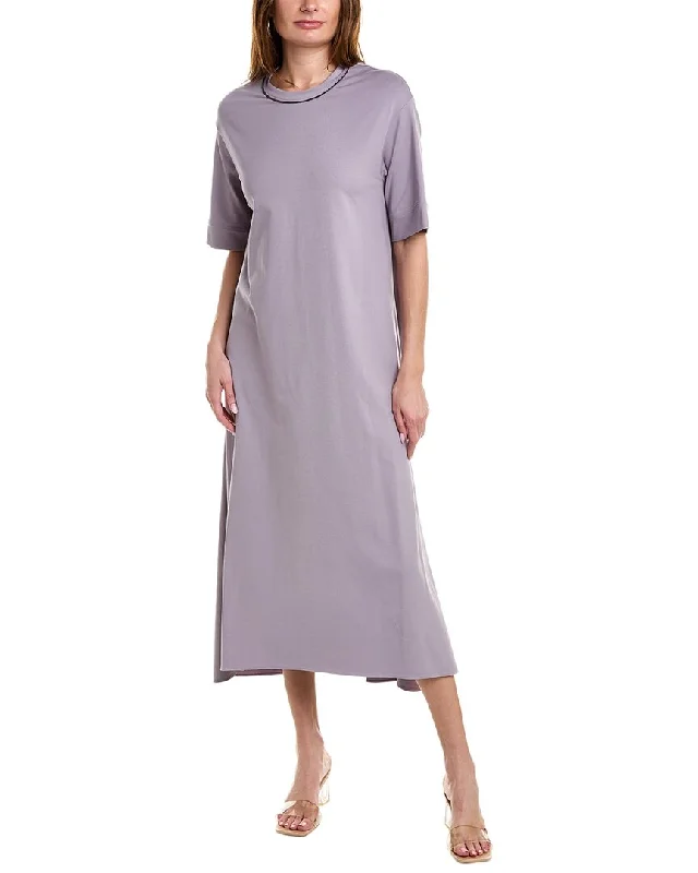 Maxi dress with trumpet sleeves-Brunello Cucinelli T-Shirt Maxi Dress