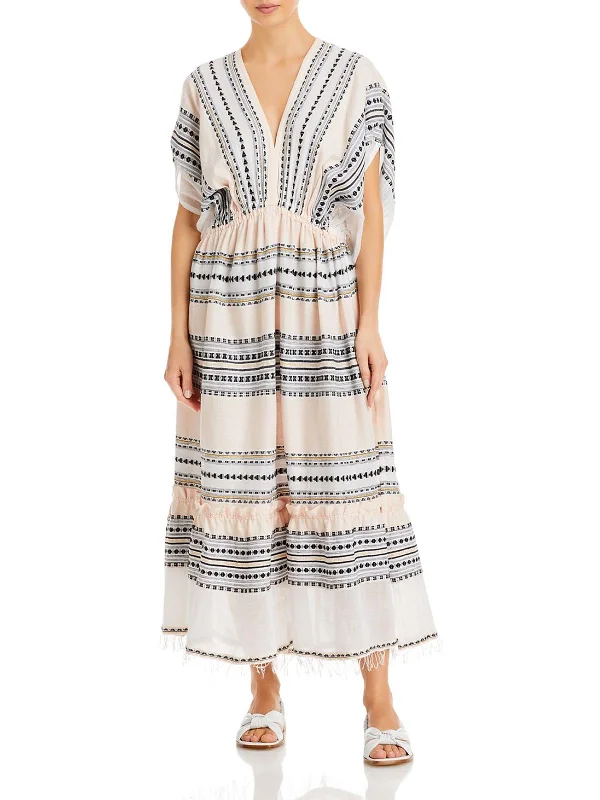 Wrap midi dress-Habiba Womens Plunge Printed Midi Dress