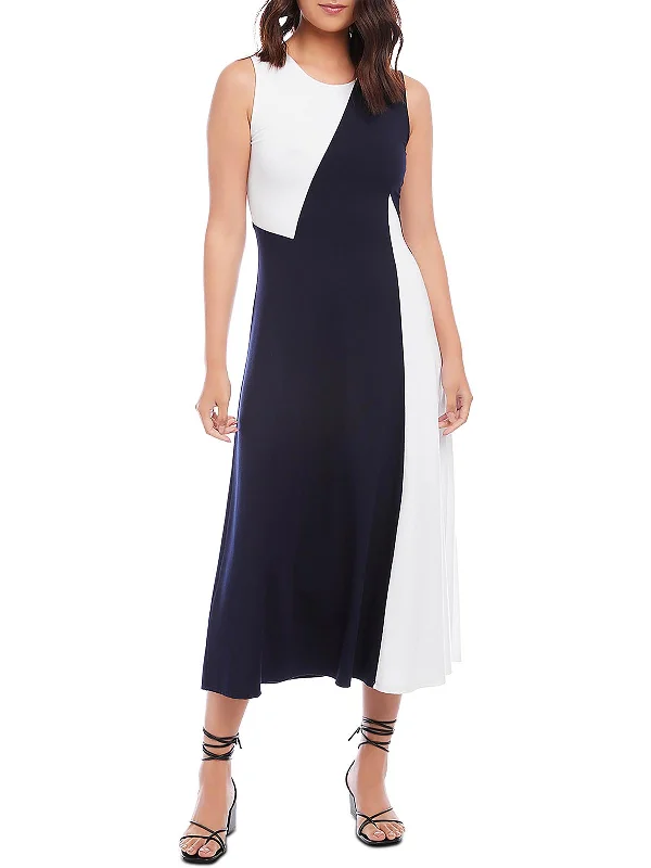 Mermaid style maxi dress-Womens Colorblock Long Maxi Dress