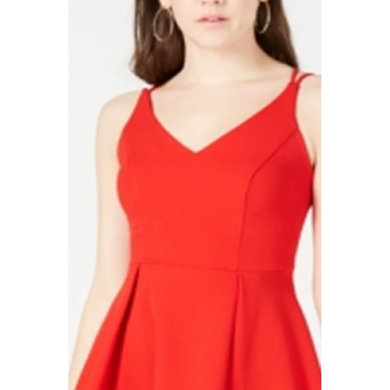 Festival mini dress-B. Darlin Women's Strappy High Low Fit & Flare Dress Red Size 1/2