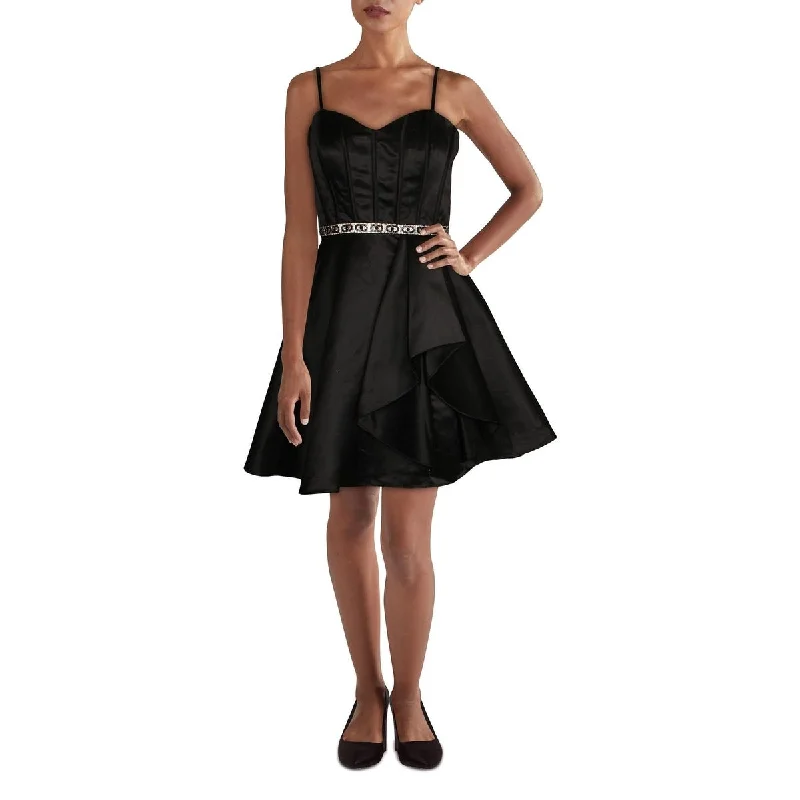 Elegant mini dress-Blondie Nites Women's Embellished Corset Fit & Flare Dress Black Size 5