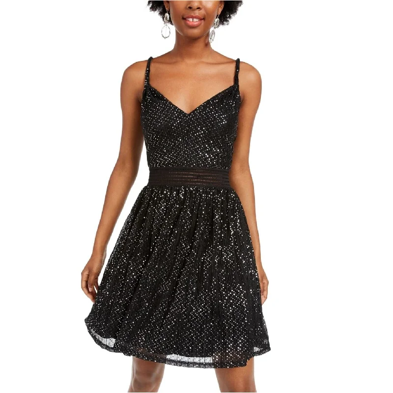 Holiday mini dress-City Studios Women's Sequin Fit & Flare Dress Black Size 3