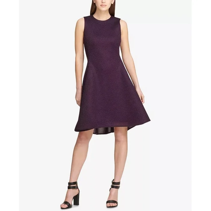 White mini dress-DKNY Women's Mesh SeaFit & Flare Dress Purple Size 4