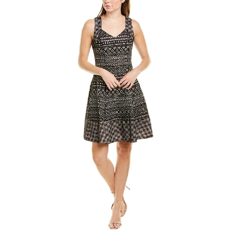 Slip mini dress-Donna Ricco Women's Printed Fit & Flare Dress Black Size 2