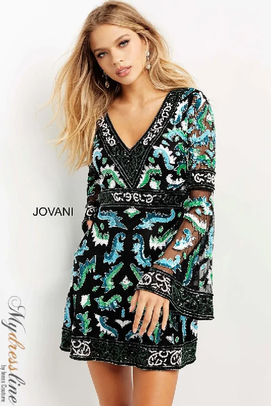 Crochet mini dress-Jovani 08448