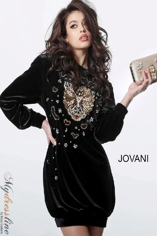 Sheer mini dress-Jovani M1151