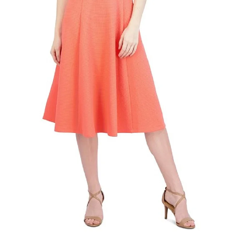 Modern mini dress-Sandra Darren Women's Textured Keyhole Fit & Flare Dress Orange Size Small