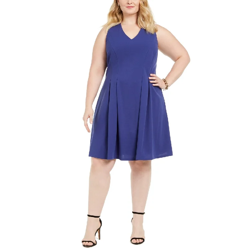 Sheer mini dress-Teeze Me Juniors' Plus Size Sleeveless Fit & Flare Dress Navy Size 14