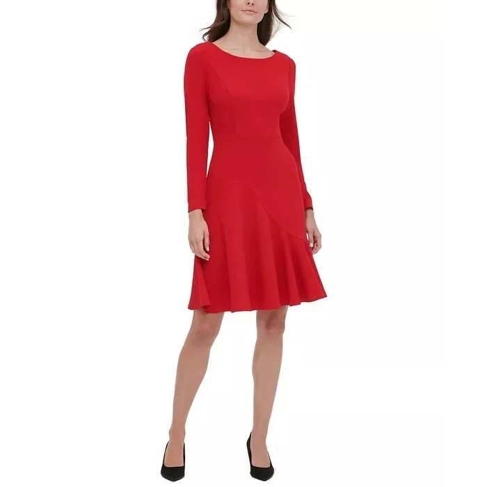 Off-shoulder mini dress-Tommy Hilfiger Women's Asymmetrical Fit & Flare Dress Medium Red Size 8