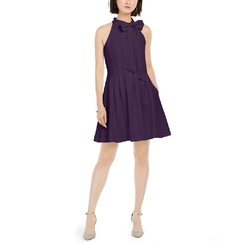 Beach mini dress-Vince Camuto Women's Bow-Neck Fit & Flare Dress Purple Size 2