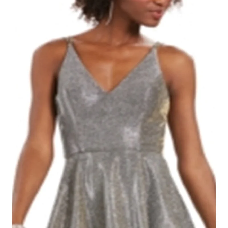 Sweatshirt mini dress-Xscape Women's Glitter Fit & Flare Dress Grey Size 4