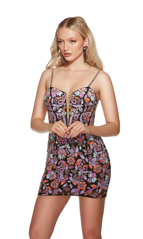 Adjustable strap cocktail dress-Alyce Short Party Dress 4881