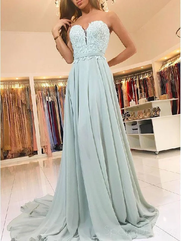 Art deco design casual maxi dress-2018 Sweetheart Green Chiffon Lace Floor Length Custom Long Evening Prom Dresses, 17367