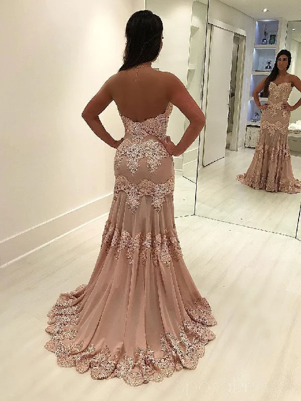 Artistic design elegant maxi dress-2018 Sweetheart Neckline Chiffon Lace Mermaid Custom Long Evening Prom Dresses, 17366