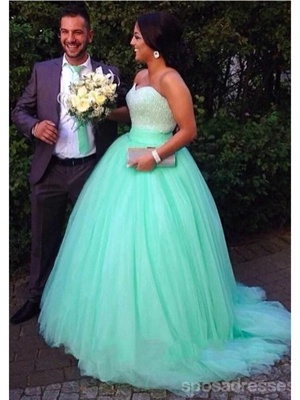 Artistic design elegant maxi dress-A line Green Ball Gown Evening Prom dresses, tulle prom dresses, prom dresses 2017, dresses for prom, sexy prom dress, 17018