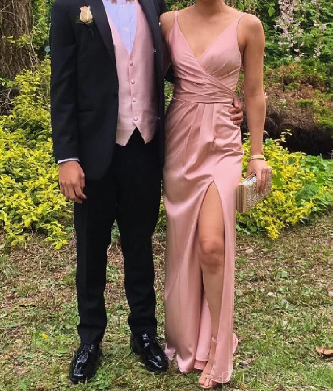 Elegant evening maxi dress-Backless Blush Pink Side Slit Evening Prom Dresses, Long Sexy Party Prom Dress, Custom Long Prom Dresses, Cheap Formal Prom Dresses, 17129