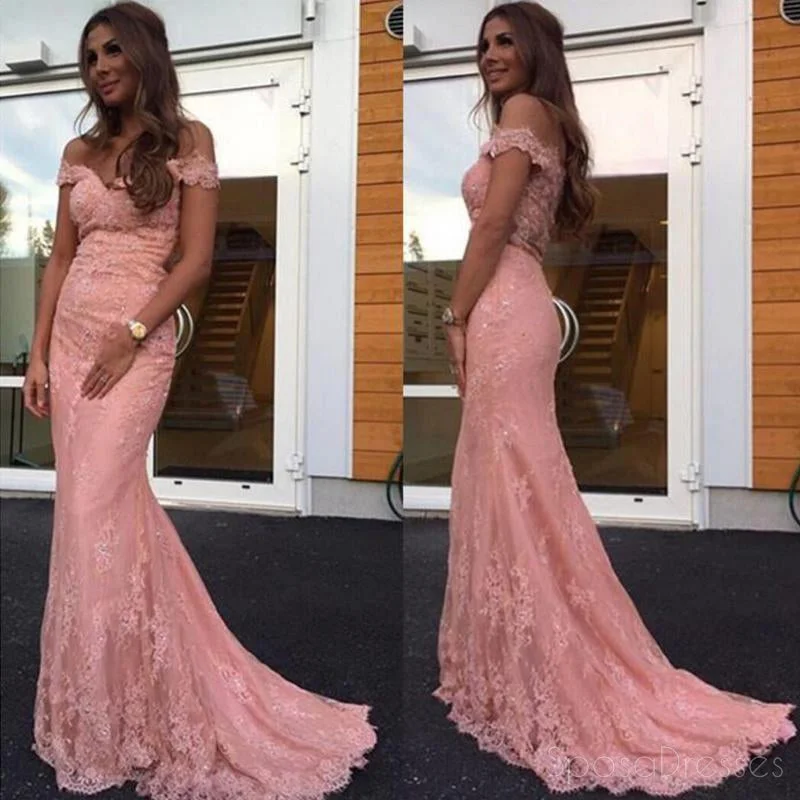 Lace detail maxi dress-Blush Pink Off Shoulder Lace Beaded Mermaid Evening Prom Dresses, Popular 2018 Party Prom Dresses, Custom Long Prom Dresses, Cheap Formal Prom Dresses, 17208