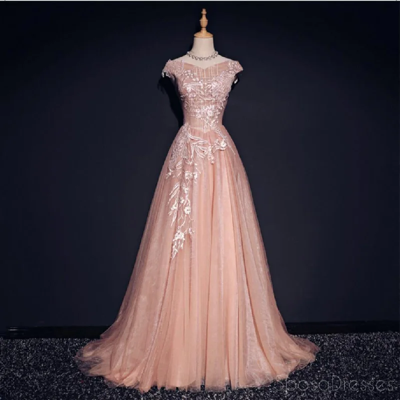 High-low silhouette beach maxi dress-Blush Pink Off Shoulder V Neckline Lace Long Evening Prom Dresses, Popular 2018 Party Prom Dresses, Custom Long Prom Dresses, Cheap Formal Prom Dresses, 17213