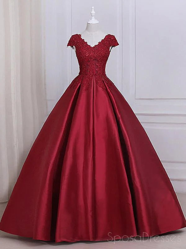 Braided strap casual maxi dress-See Through Cap Sleeves Red Lace A line Long Evening Prom Dresses, 17557