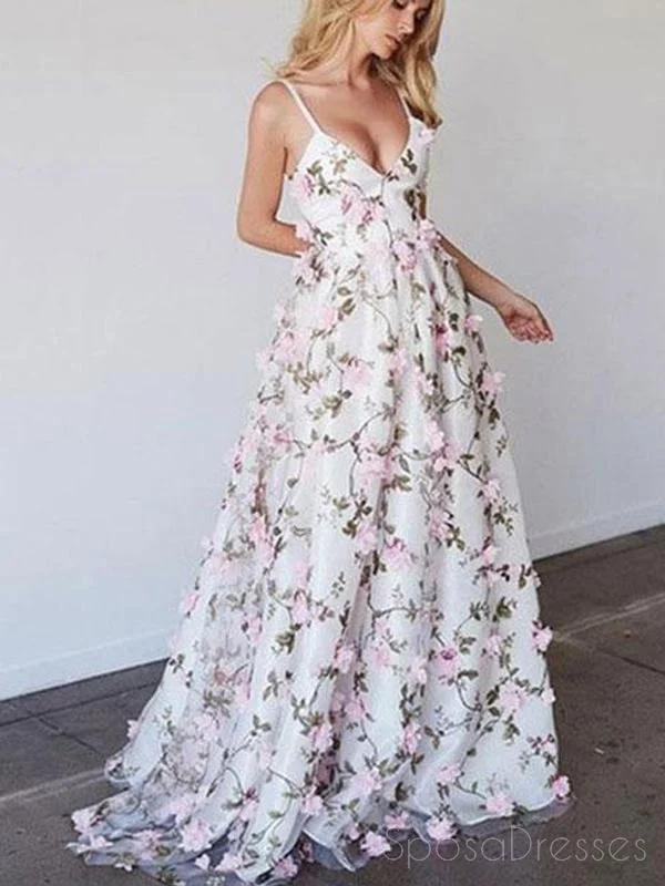 Black formal maxi dress-Casual A line Handmade Flower Long Evening Prom Dresses,  Cheap Long Prom Dresses, 17252