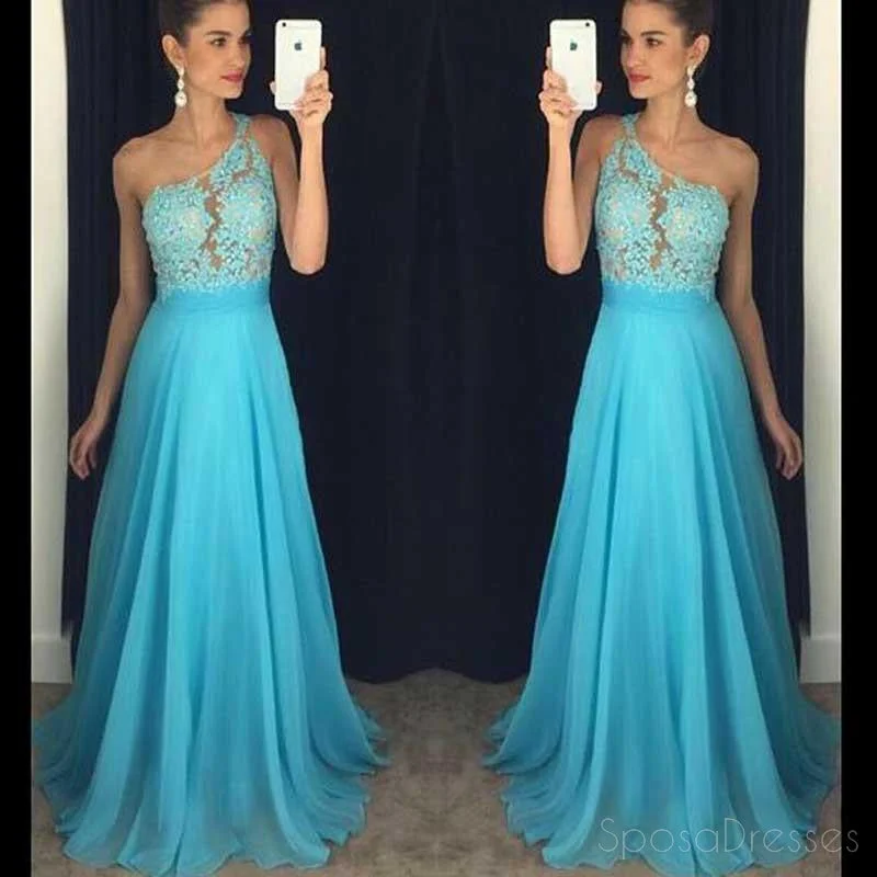 Split sleeve elegant maxi dress-One shoulder Chiffon Lace Long Evening Prom Dresses, Sexy See Through Party Prom Dress, Custom Long Prom Dresses, Cheap Formal Prom Dresses, 17044