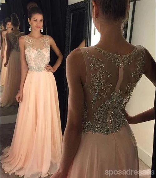 Bishop sleeve beach maxi dress-Blush Pink Sexy Prom Dresses, See Through Long Prom Dress, Sexy Prom Dress, 2016 Prom Dress, Dresses For Prom, Party Evening Prom Dress, 17003