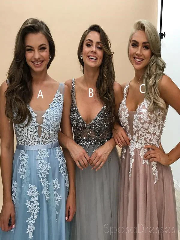 Halter neck summer maxi dress-Deep V Neckline Lace Beaded Long Evening Prom Dresses, Popular Cheap Long Custom Party Prom Dresses, 17321