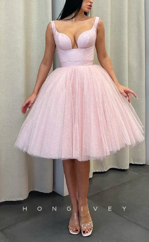 Street style mini dress-H2065 - Chic Glitter Pink A-Line Empire Sweetheart Spaghetti Straps Short Party/Homecoming Dress