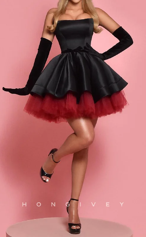 Modern mini dress-H2178 - Square Strapless A-Line Two Tone Party/Homecoming Dress