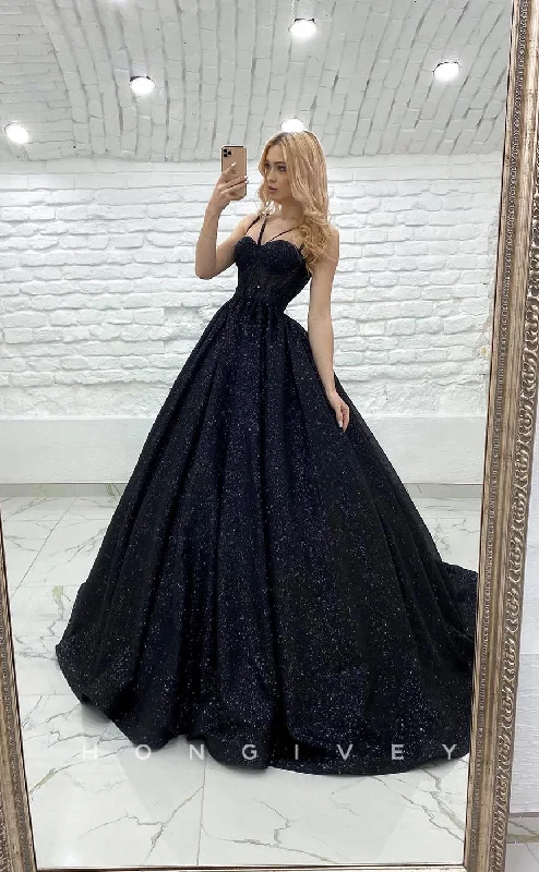 Crochet overlay casual maxi dress-L1172 - Glitter Lace-Up Belt Illusion With Train Princess Party Prom Evening Formal Dress