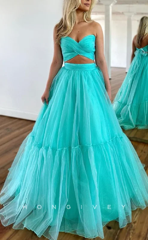 Knot front summer maxi dress-L1302 - Strapless Sweetheart Cross Straps Long Prom Formal Party Evening Dress