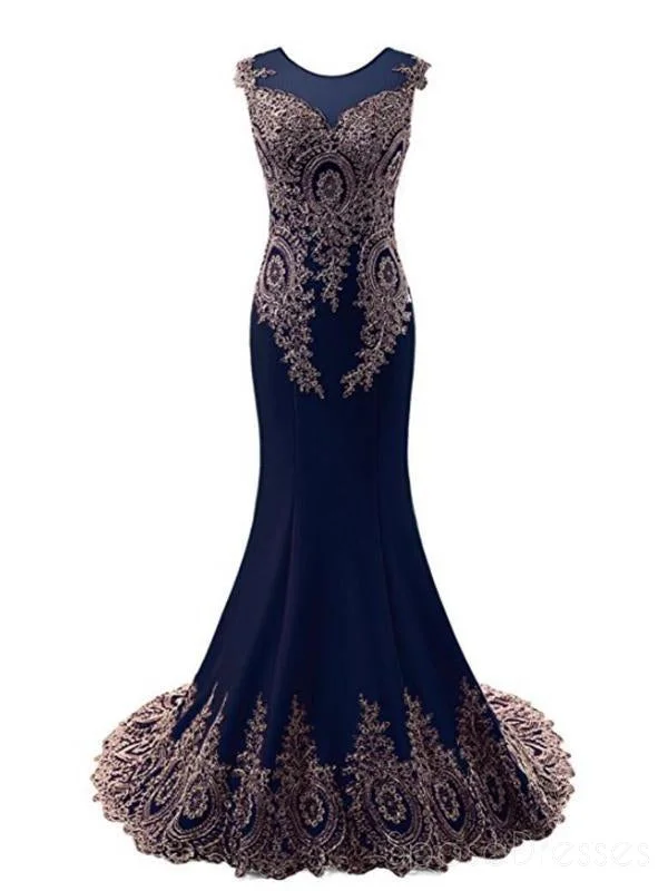 Handkerchief hem boho maxi dress-Lace Blue See Through Mermaid Long Evening Prom Dresses, 17527