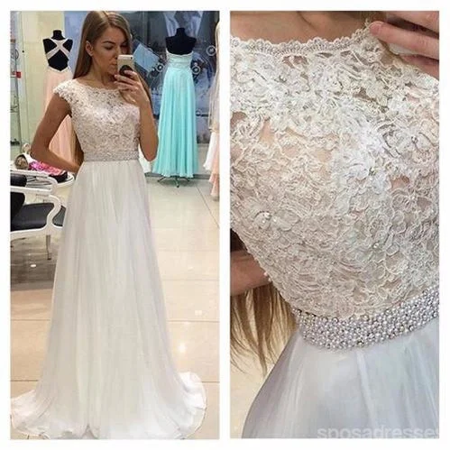 Intricate beading elegant maxi dress-Lace See Through Evening Prom Dresses, Cap sleeve Party Prom Dress, Custom Long Prom Dresses, Cheap Formal Prom Dresses, 17079