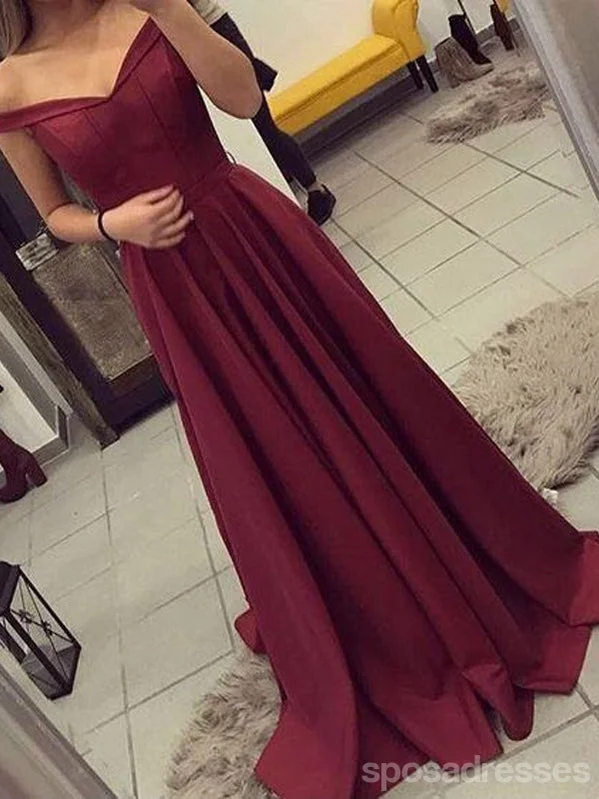 Gathered waist summer maxi dress-Off Shoulder Maroon Backless Evening Prom Dresses, Long Cheap Party Prom Dress, Custom Long Prom Dresses, Cheap Formal Prom Dresses, 17119