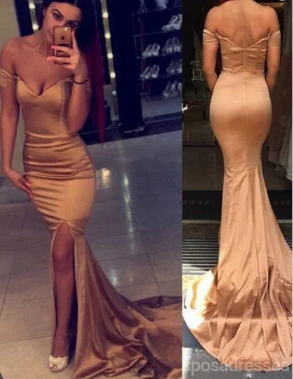 High split formal maxi dress-Off Shoulder Simple Mermaid Evening Prom Dresses, Sexy Slit Party Prom Dress, Custom Long Prom Dresses, Cheap Formal Prom Dresses, 17084