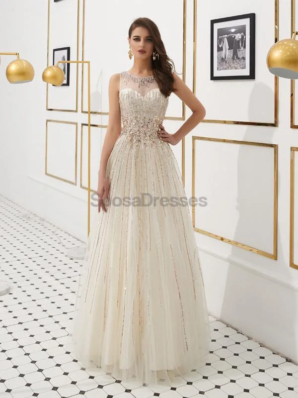 Artistic design elegant maxi dress-Open Back Cowl Rhinestone Beaded Evening Prom Dresses, Evening Party Prom Dresses, 12088