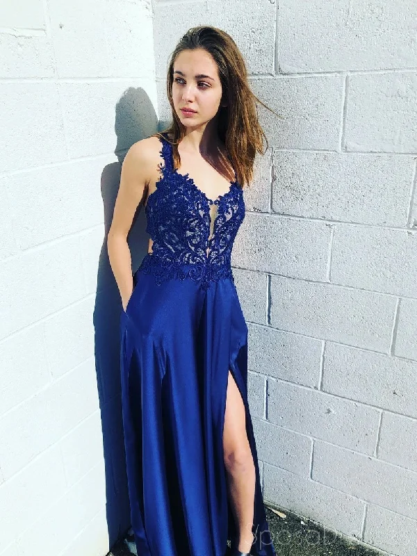 Crisscross back elegant maxi dress-Royal Blue Sexy Backless Lace Cheap Long Evening Prom Dresses, Cheap Sweet 16 Dresses, 18329