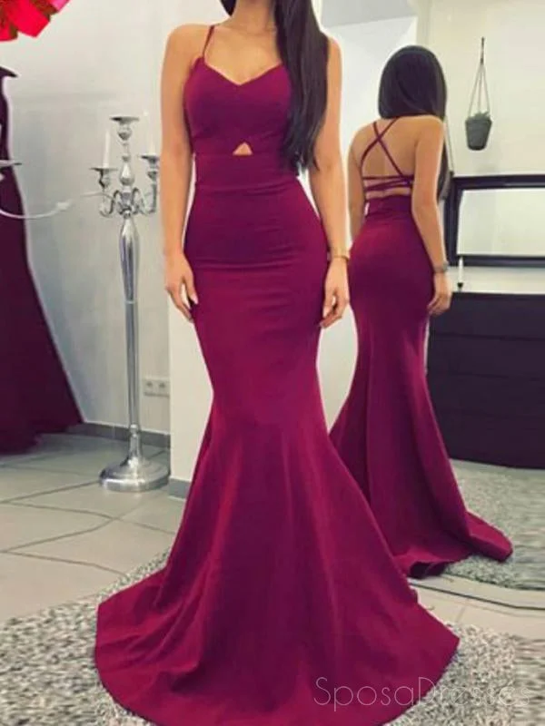 Tulip skirt casual maxi dress-Sexy Backless Spaghetti Straps Red Mermaid Long Evening Prom Dresses, 17584