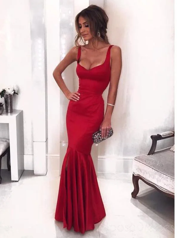 Floral motif beach maxi dress-Sexy Low Neck Dark Red Mermaid Long Custom Evening Prom Dresses, 17430