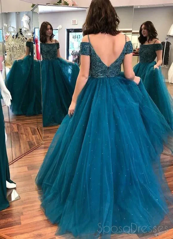 Lace detail maxi dress-Sexy Off Shoulder Backless Teal A line Long Evening Prom Dresses, Popular Cheap Long 2018 Party Prom Dresses, 17311