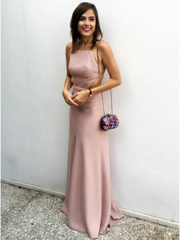 Tulip hem summer maxi dress-Sexy Simple Backless Spaghetti Straps Long Evening Prom Dresses, 17585