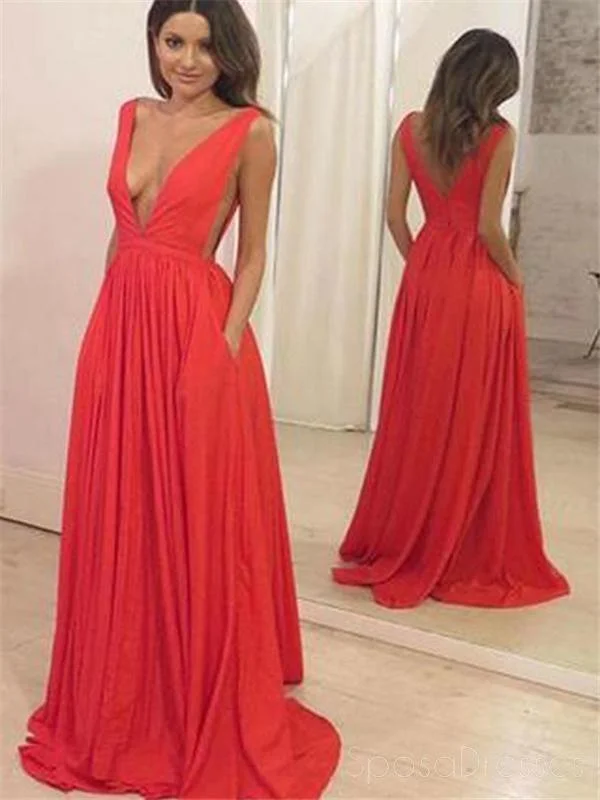 Button front maxi dress-Sexy V Neck Dark Red Mermaid Long Evening Prom Dresses, 17657