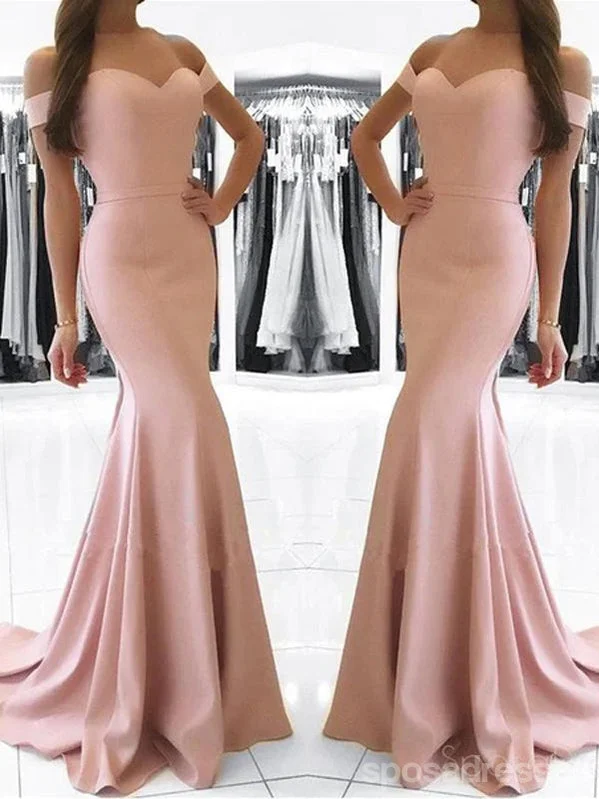 Metallic finish maxi dress-Simple Off Shoulder Blush Pink Mermaid Evening Prom Dresses, Popular Party Prom Dresses, Custom Long Prom Dresses, Cheap Formal Prom Dresses, 17204