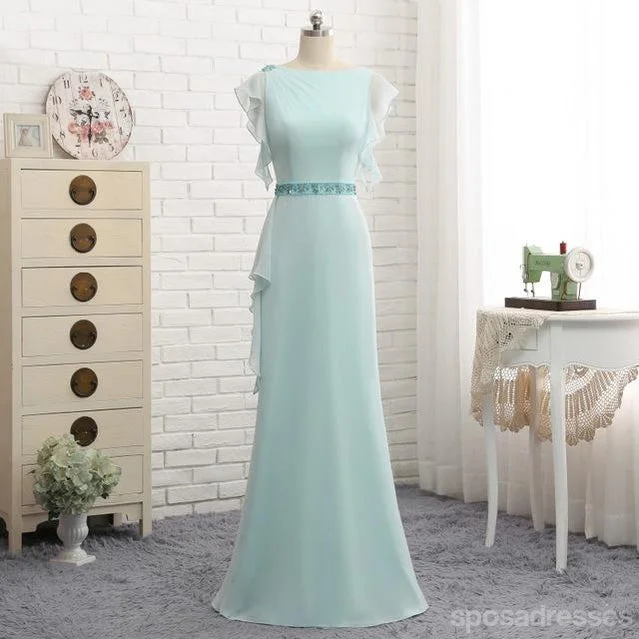 Vibrant color beach maxi dress-Tiffany Blue Puffy Sleeve Evening Prom Dresses, Popular Unique Party Prom Dress, Custom Long Prom Dresses, Cheap Formal Prom Dresses, 17173